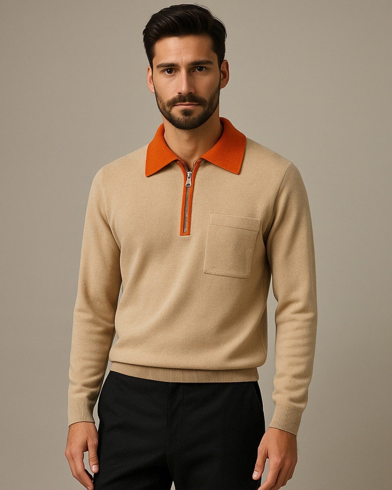 Aurazio Maglione in cashmere con zip da uomo