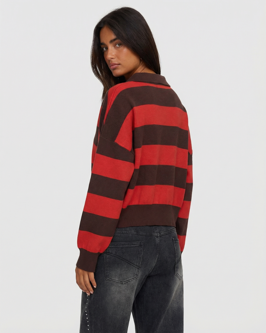 Maglione Donna Corto a Righe Girocollo