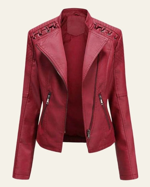 Aurazio Giacca in Pelle Vegana Rosa Cipria per Donne