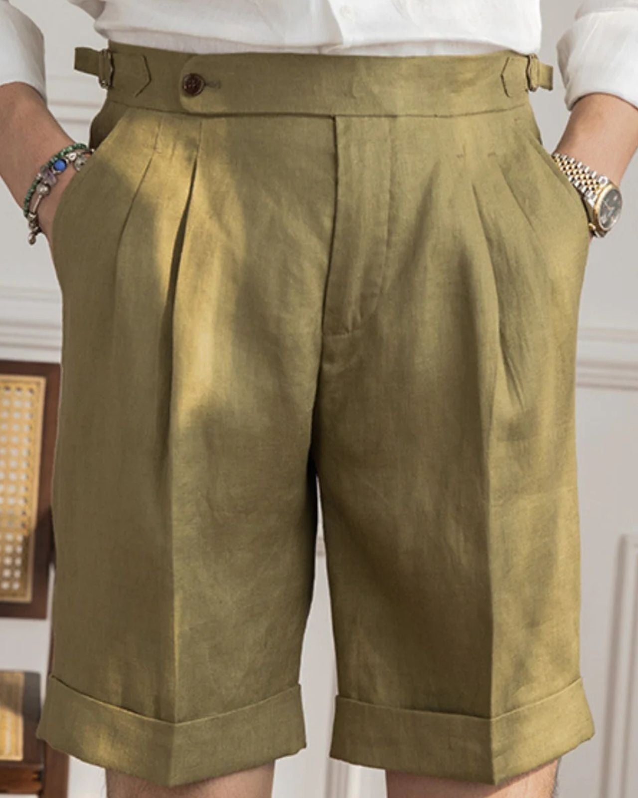 Aurazio Pantaloncini Heritage di lino da uomo
