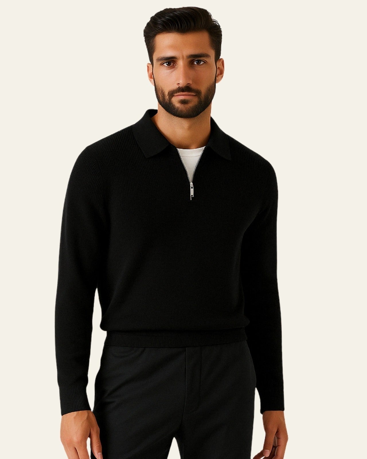 Aurazio Maglione a trecce con zip da uomo