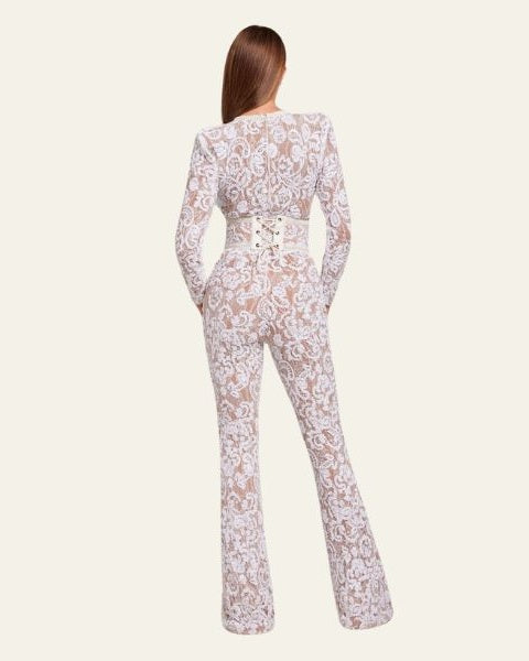 Aurazio Tuta in pizzo ricamato elegante da donna