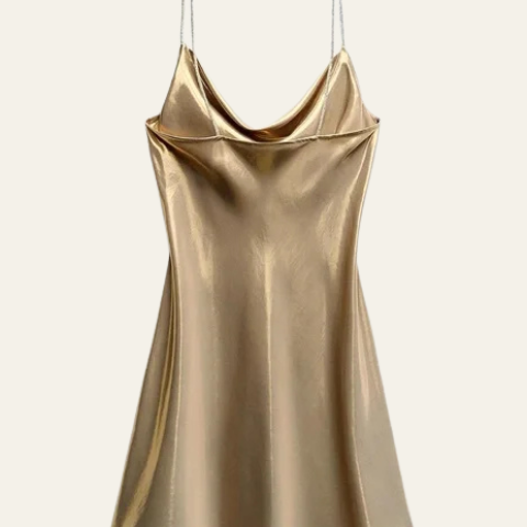 Abito Slip Donna Iridescente Cangiante Caduta Fluida Serale