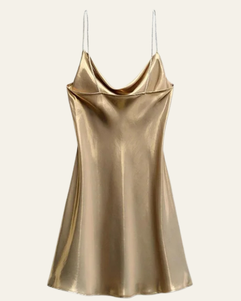 Abito Slip Donna Iridescente Cangiante Caduta Fluida Serale