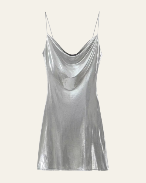 Abito Slip Donna Iridescente Cangiante Caduta Fluida Serale