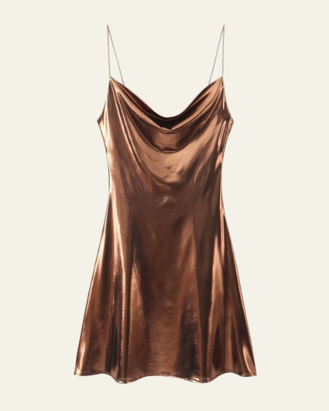 Abito Slip Donna Iridescente Cangiante Caduta Fluida Serale
