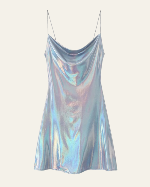 Abito Slip Donna Iridescente Cangiante Caduta Fluida Serale