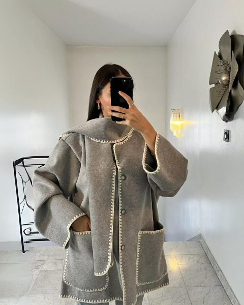 Cappotto Donna in Lana con Sciarpa Integrata Caldo Raffinato