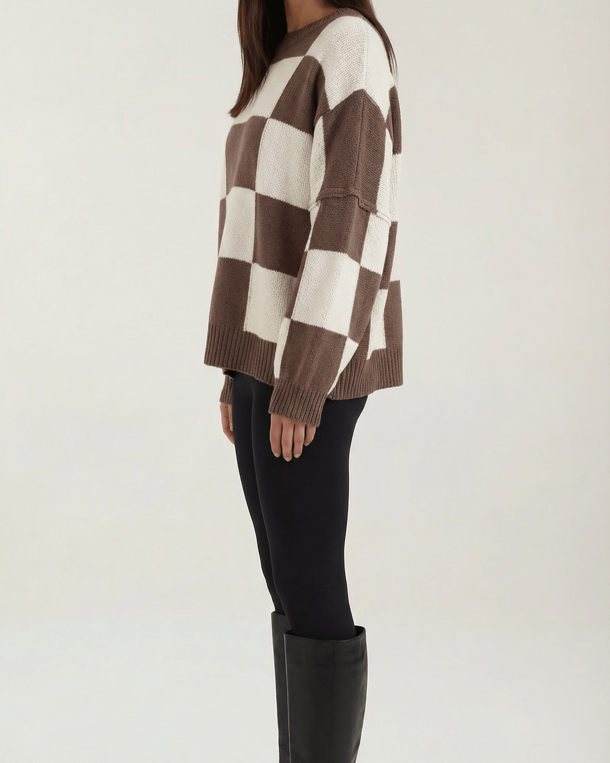 Aurazio Maglione a Quadri Checkered da Donna