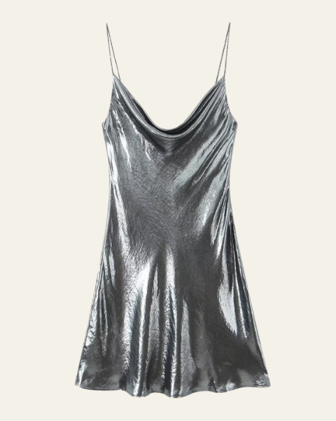 Abito Slip Donna Iridescente Cangiante Caduta Fluida Serale