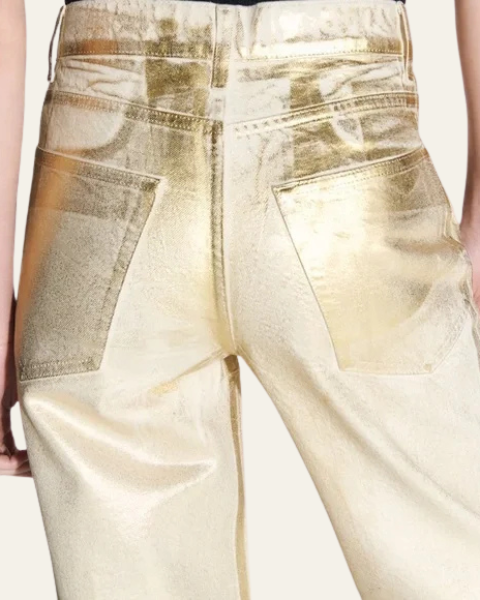 Aurazio Jeans metallizzati dorati da donna