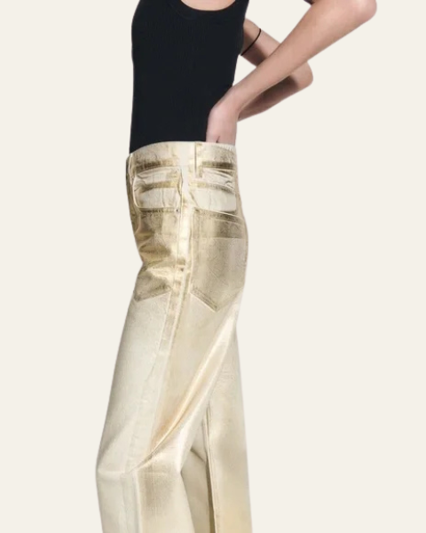 Aurazio Jeans metallizzati dorati da donna