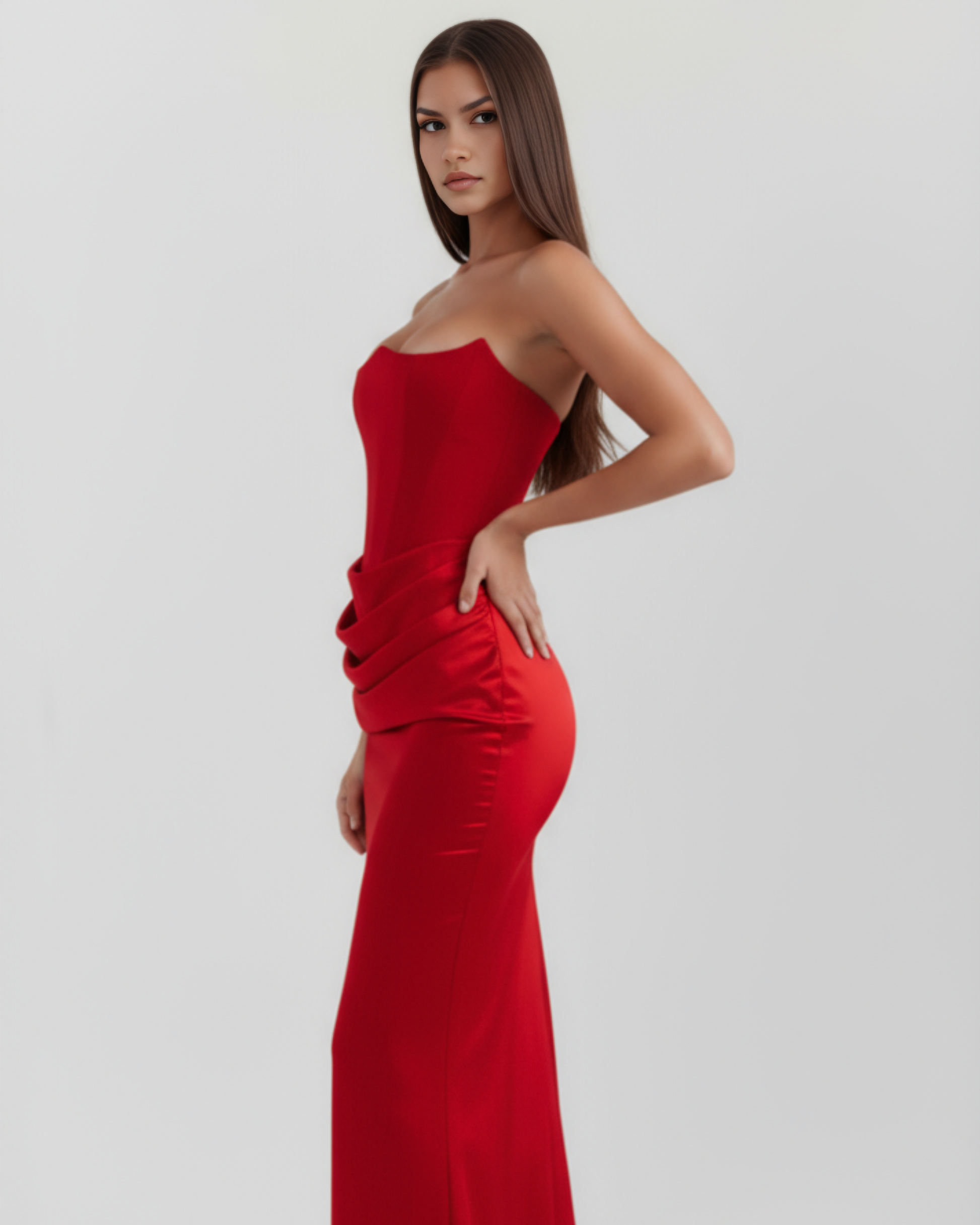 Abito Lungo Donna Corsetto Senza Spalline da Sera