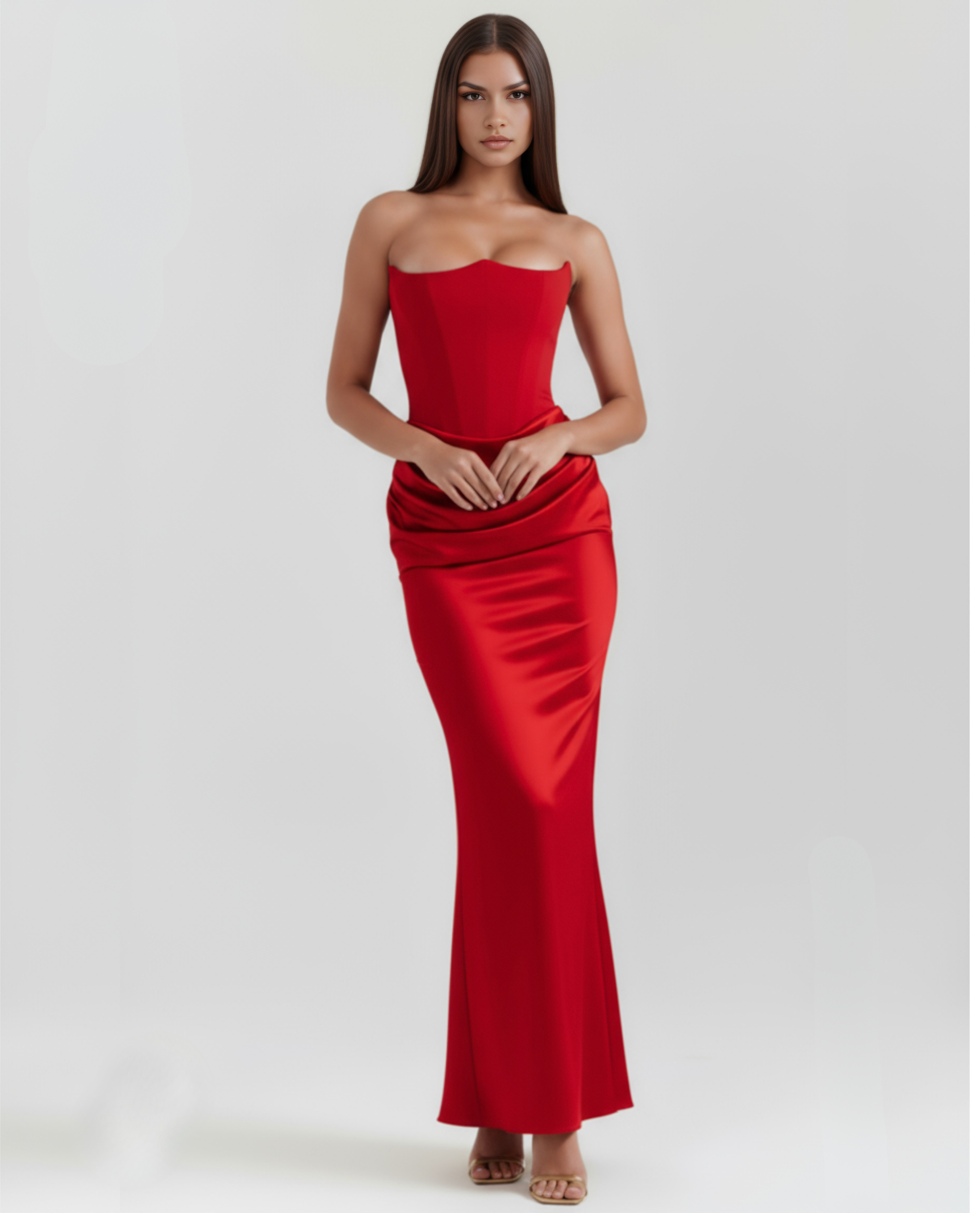 Abito Lungo Donna Corsetto Senza Spalline da Sera