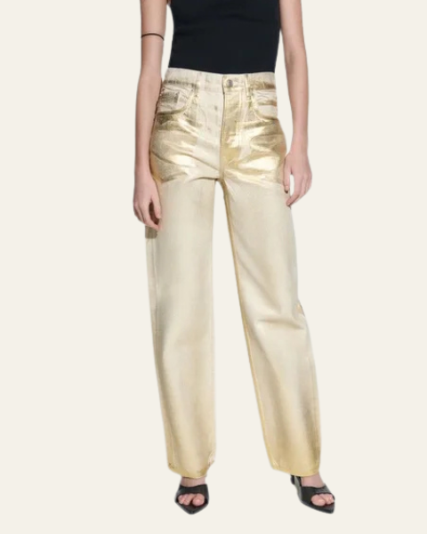 Aurazio Jeans metallizzati dorati da donna