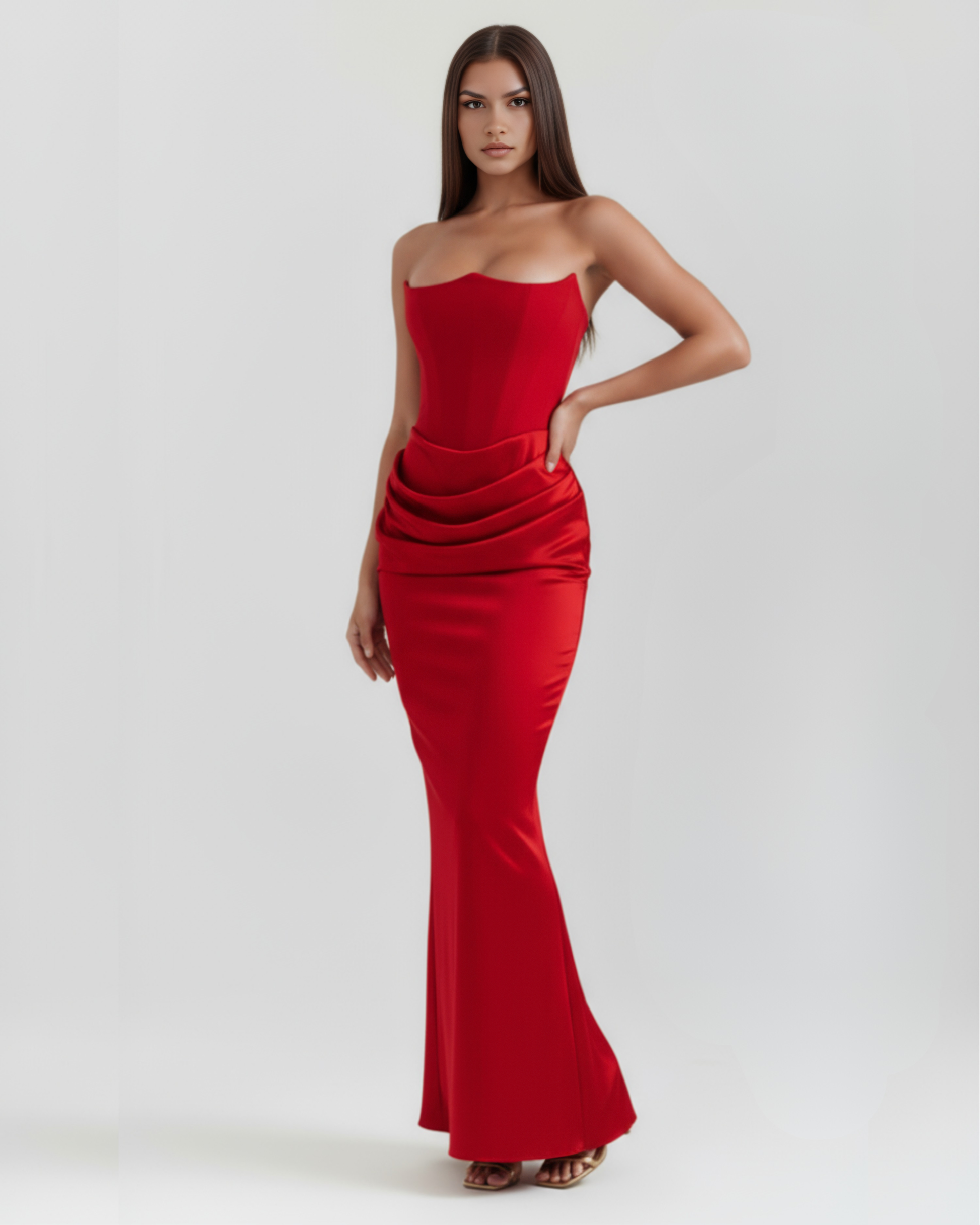 Abito Lungo Donna Corsetto Senza Spalline da Sera