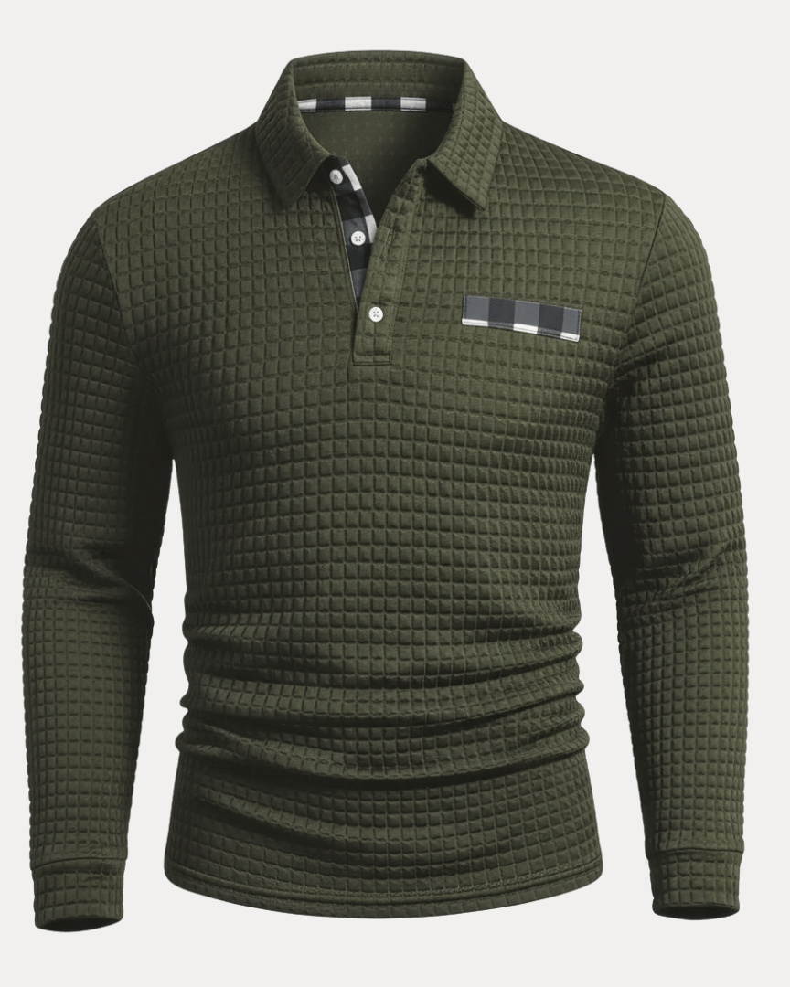 Aurazio Polo Uomo Maniche Lunghe In Maglia A Nido D Ape Calda Ed Elegante Traspirante E Comfort