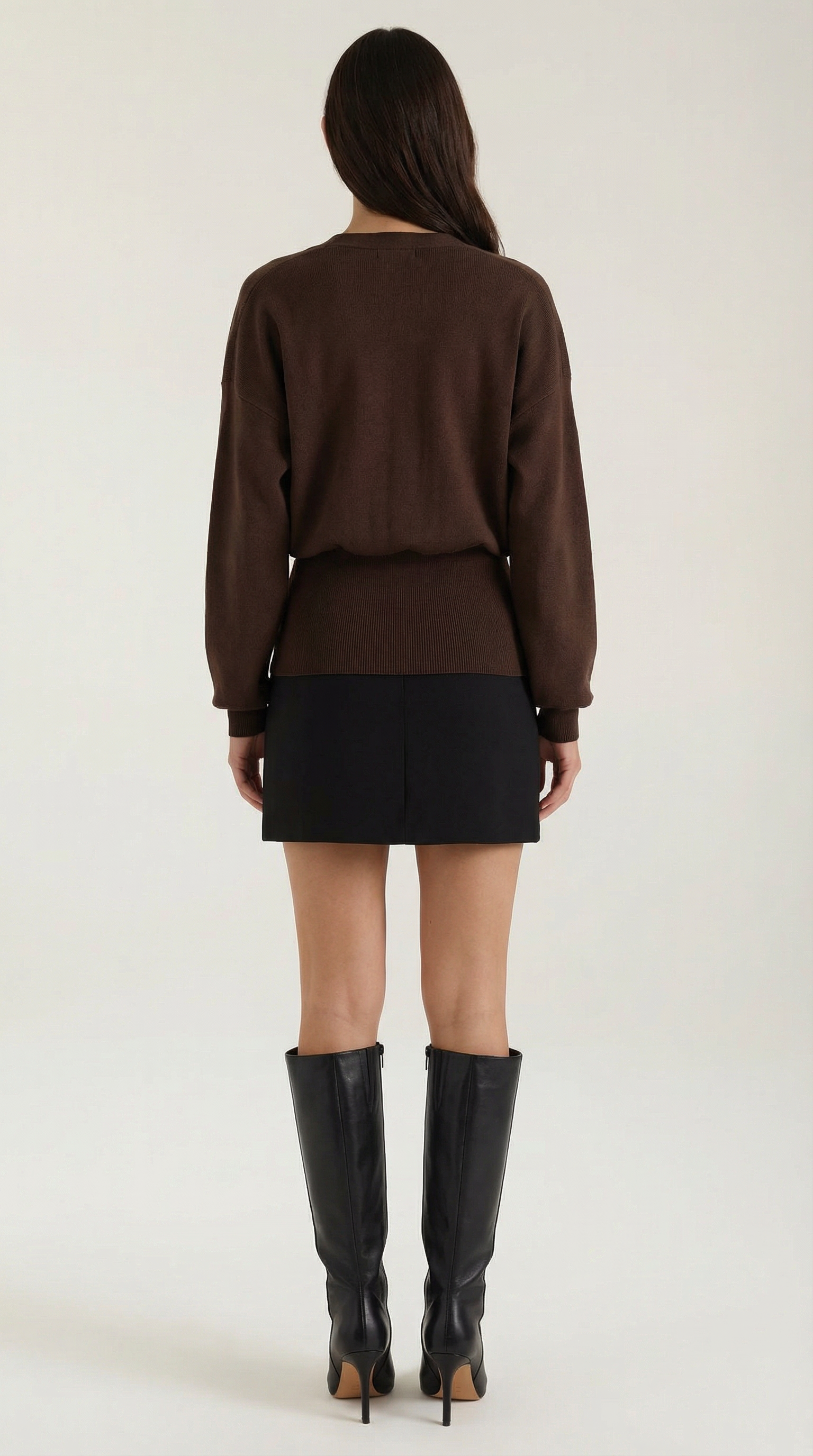 Cardigan Donna Scollo a V Profondo Bottone Dorato Aderente