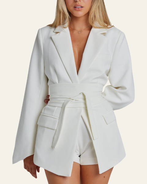 Aurazio Blazer con Cintura in Vita da Donna