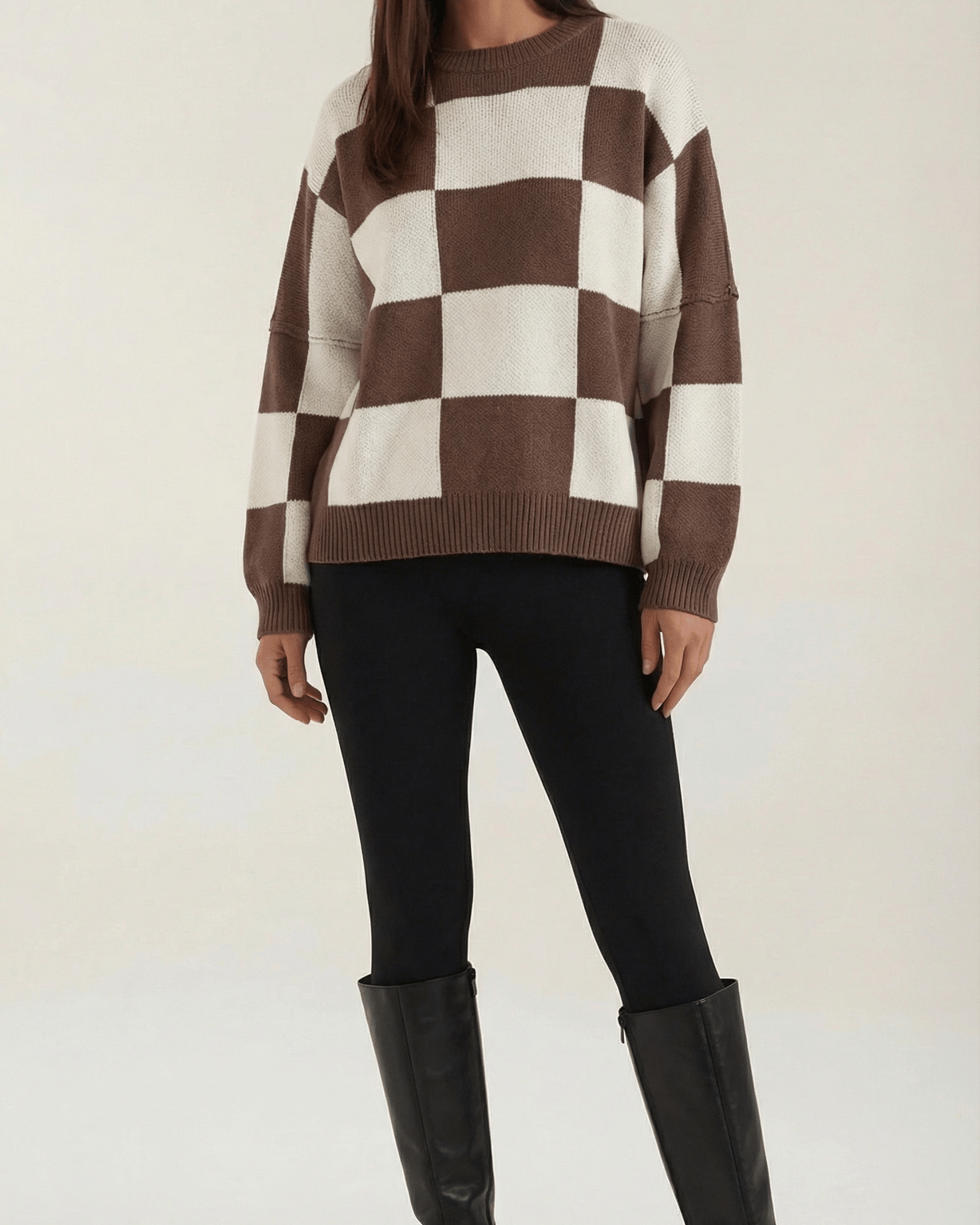 Aurazio Maglione a Quadri Checkered da Donna