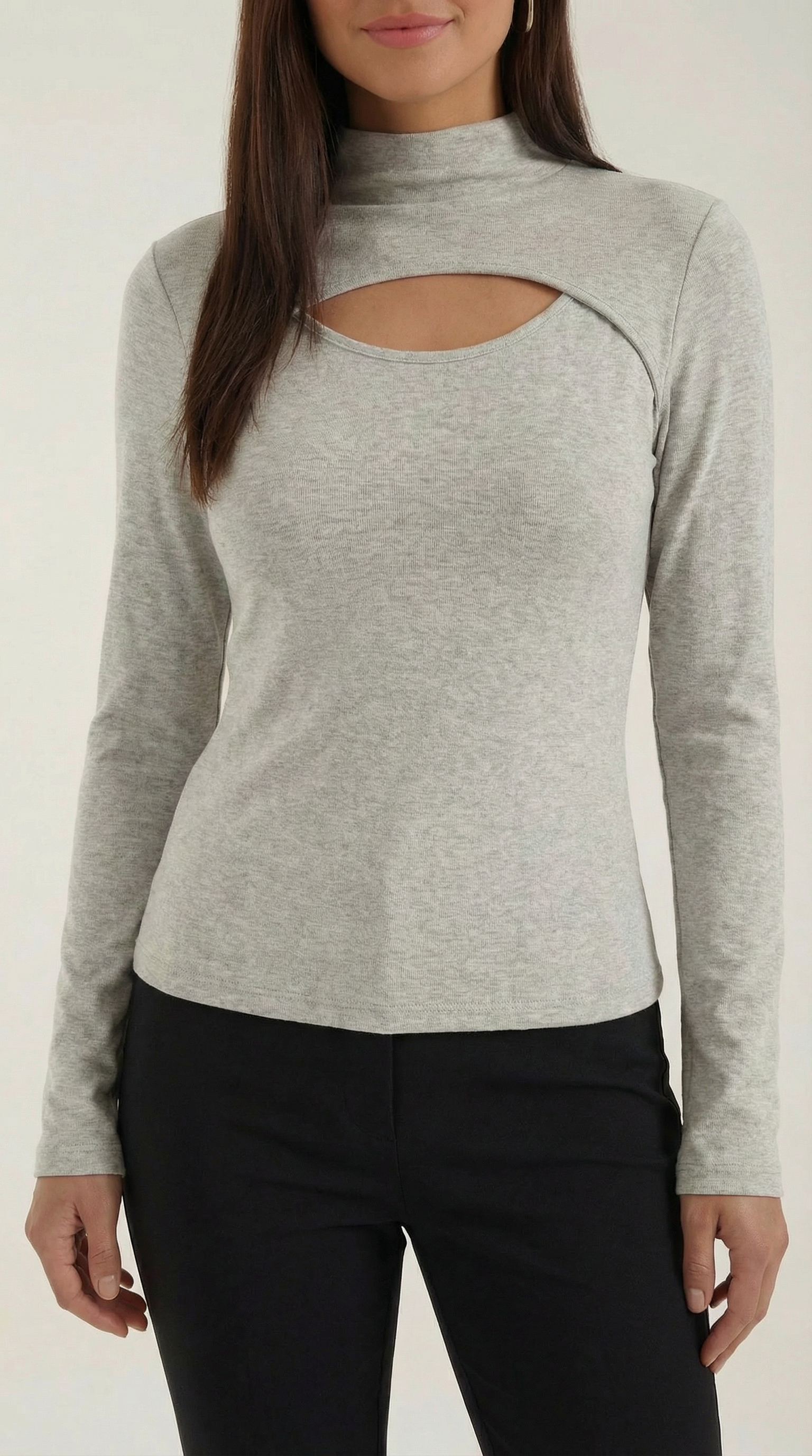 Aurazio Maglia a Maniche Lunghe con Tagli da Donna