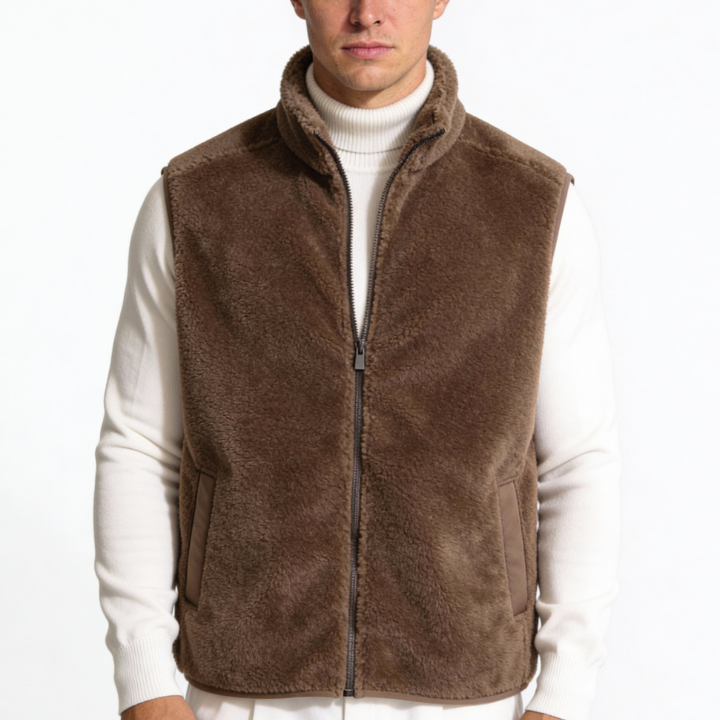 Aurazio Gilet in pile sherpa con zip da uomo