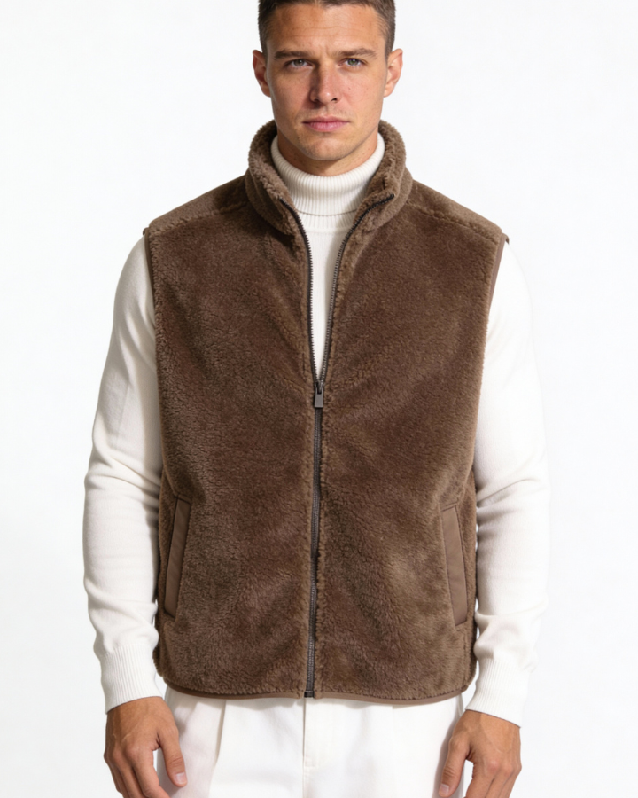 Aurazio Gilet in pile sherpa con zip da uomo