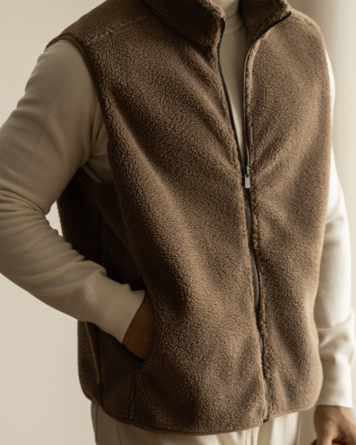 Aurazio Gilet in pile sherpa con zip da uomo