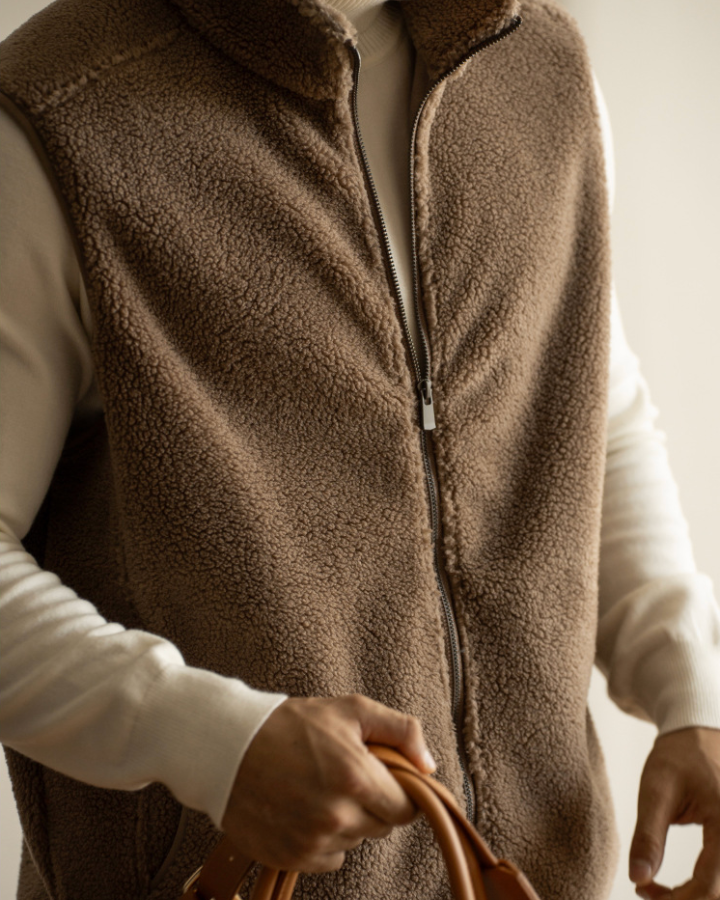Aurazio Gilet in pile sherpa con zip da uomo