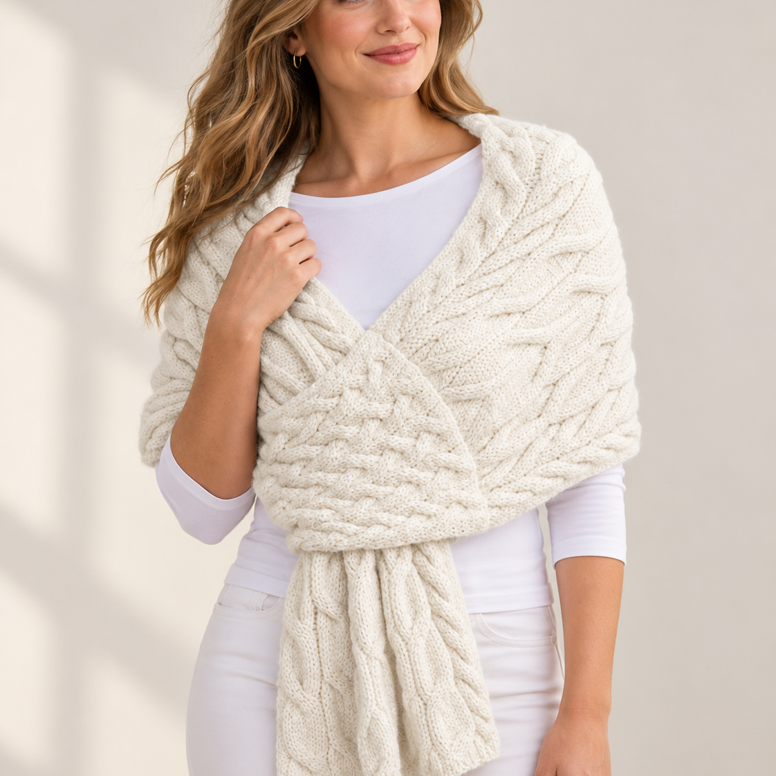 Sciarpa Donna in Maglia a Trecce Grossa Invernale 160 cm