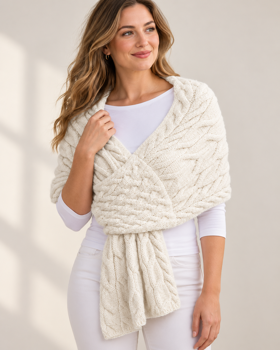 Sciarpa Donna in Maglia a Trecce Grossa Invernale 160 cm