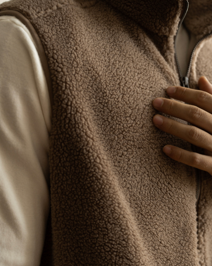 Aurazio Gilet in pile sherpa con zip da uomo