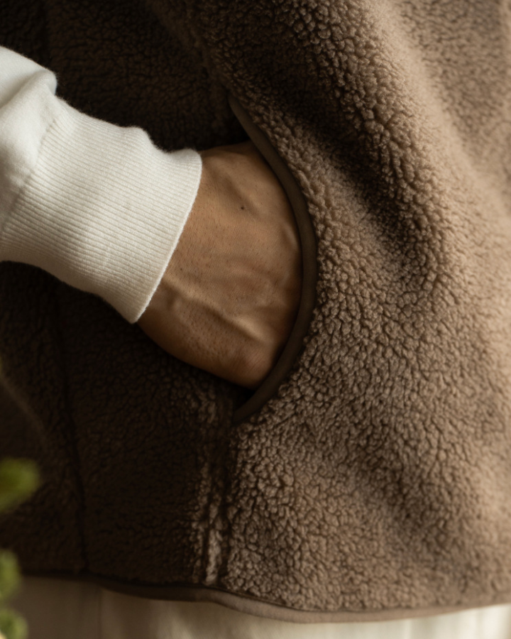 Aurazio Gilet in pile sherpa con zip da uomo