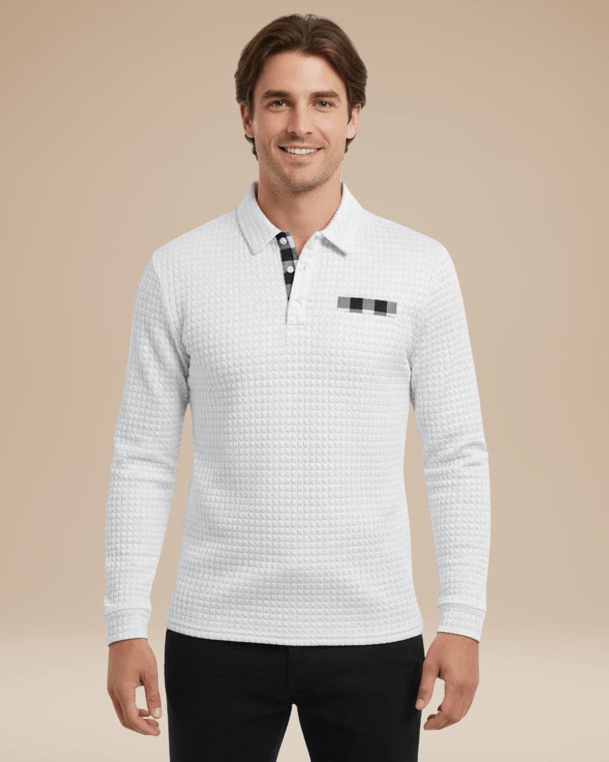 Aurazio Polo Uomo Maniche Lunghe In Maglia A Nido D Ape Calda Ed Elegante Traspirante E Comfort