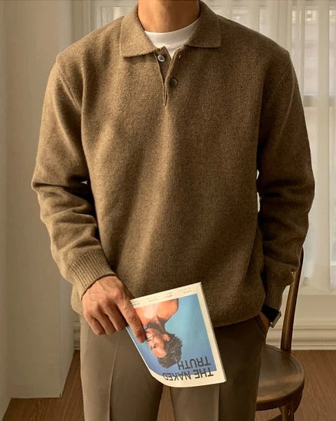 Aurazio Maglione polo in maglia morbida da uomo