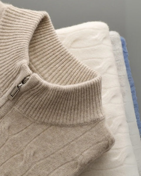 Aurazio Maglione in Lana Merino con Zip da uomo