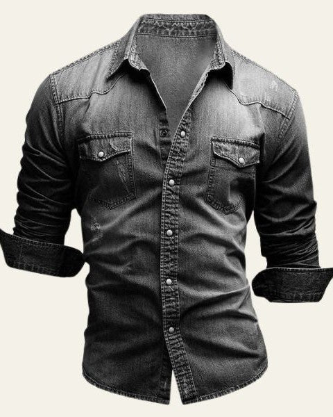 Camicia Uomo in Jeans Classica Denim Lavato Robusta