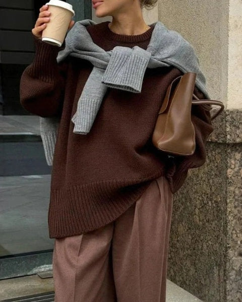 Maglione Donna Oversize in Misto Lana Spalle Scese