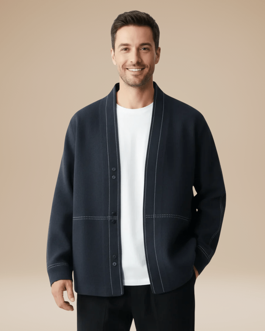 Aurazio Cardigan Uomo Leggero Maglia Fine In Cotone Morbido Versatile E Caldo Per Strati