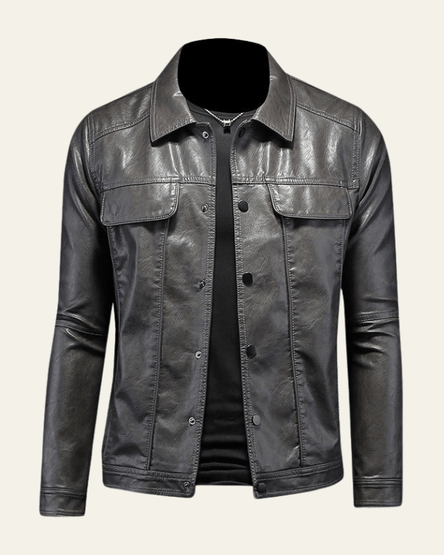 Aurazio Giacca biker in pelle vegana da uomo