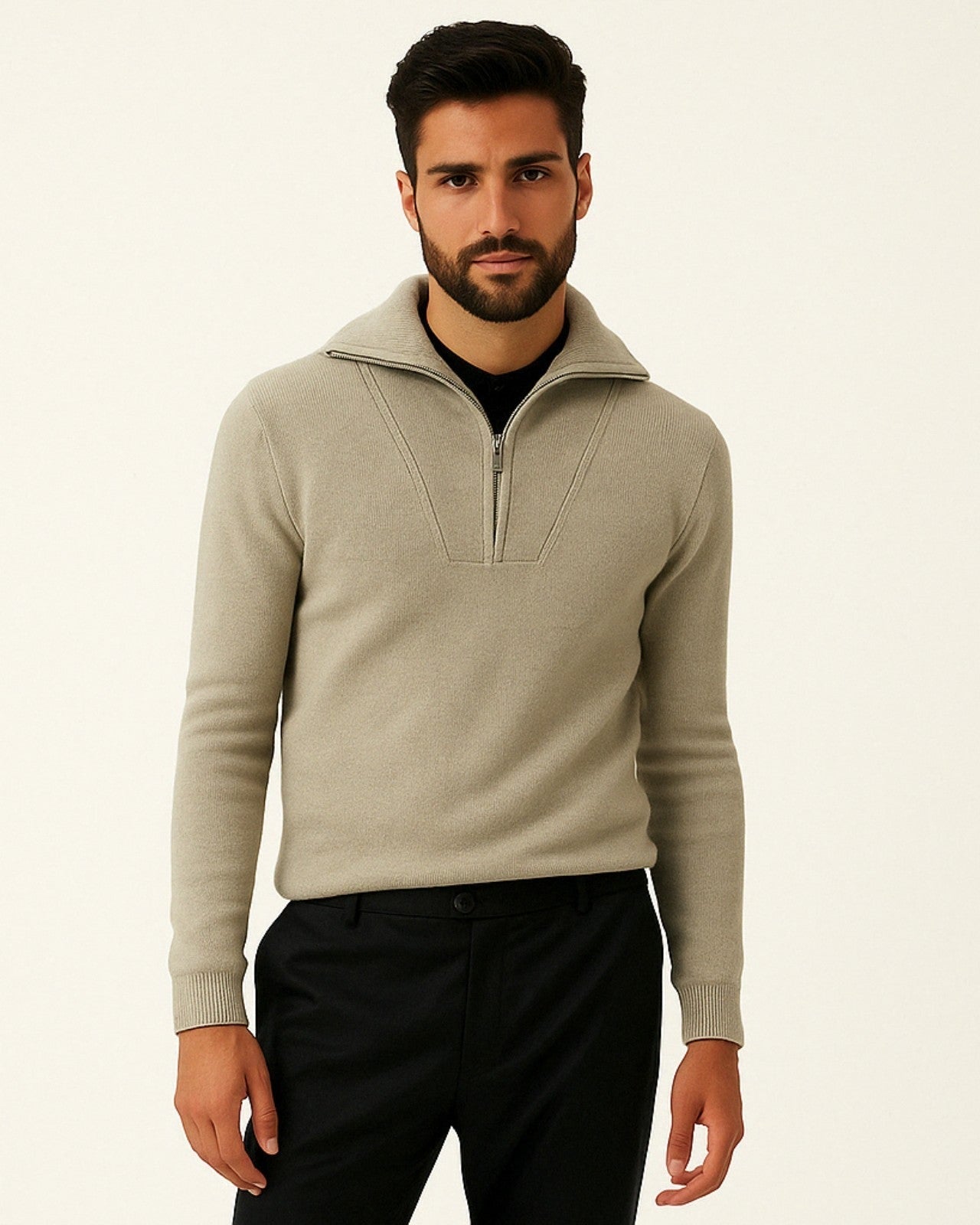 Aurazio Maglione in cachemire con zip da uomo