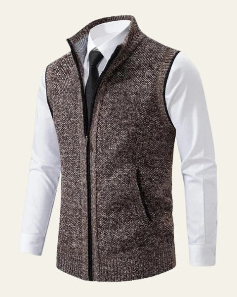 Aurazio Gilet di lana con zip da uomo elegante