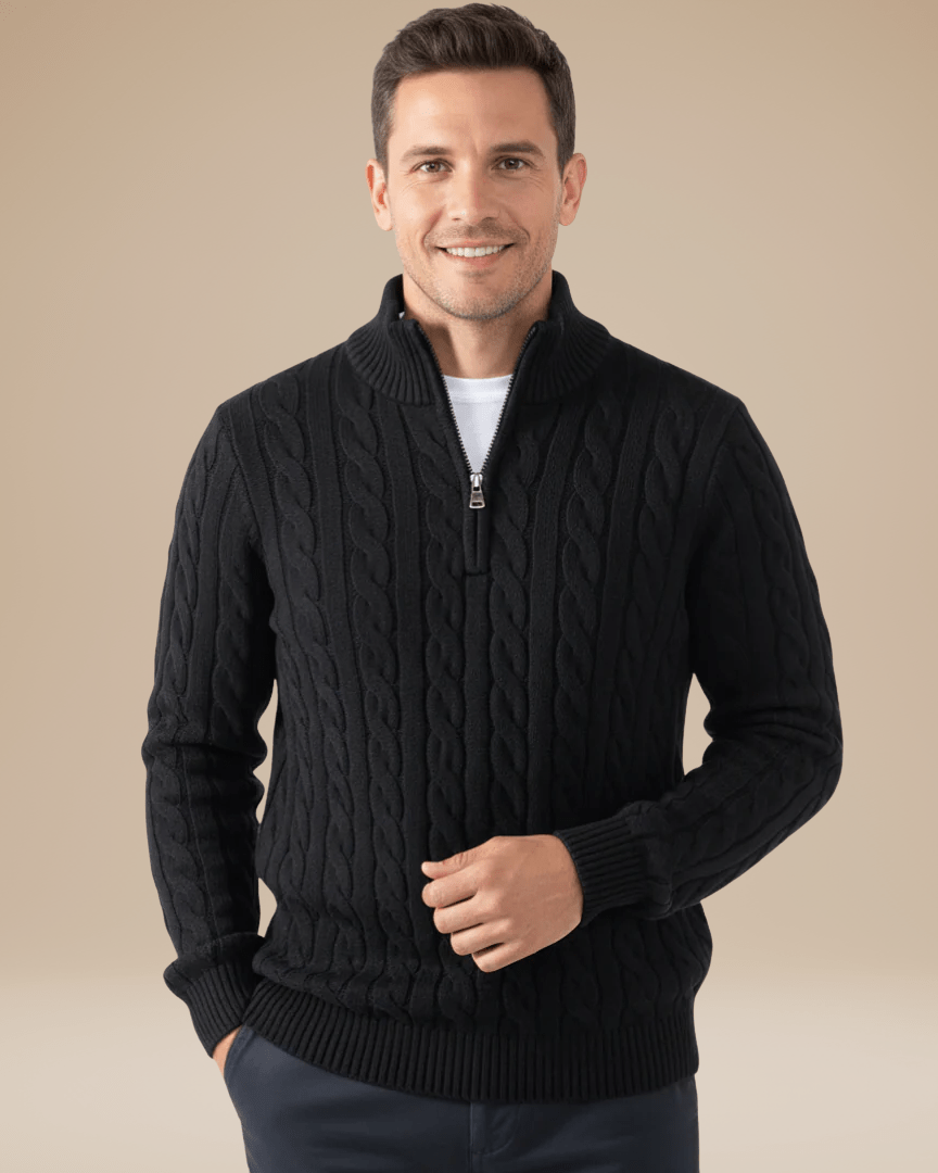 Aurazio Maglione A Treccia Con Mezza Zip Unisex Comfort E Stile Per Ogni Occasione