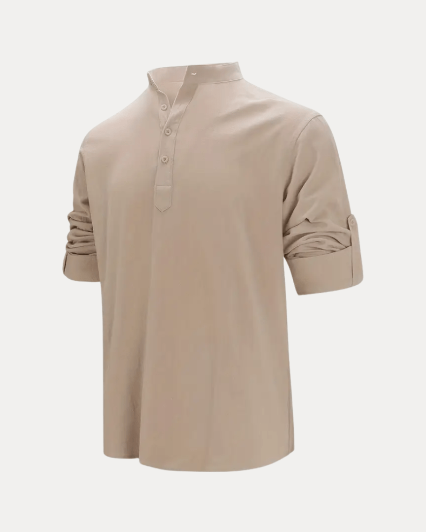 Aurazio Camicia Henley Uomo In Misto Lino Traspirante