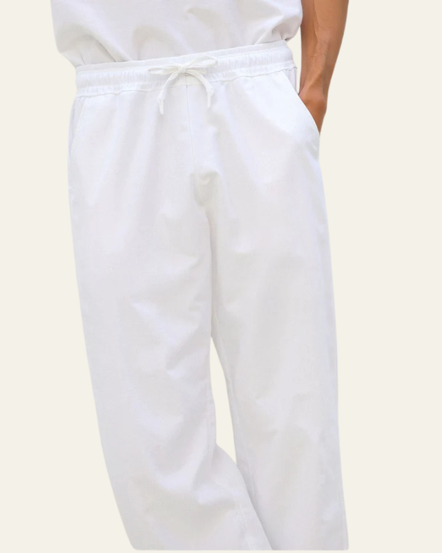 Aurazio Pantaloni in cotone-lino con coulisse da uomo