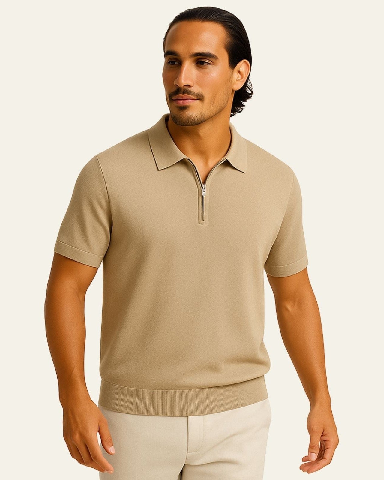 Aurazio Polo in maglia con zip a metà da uomo