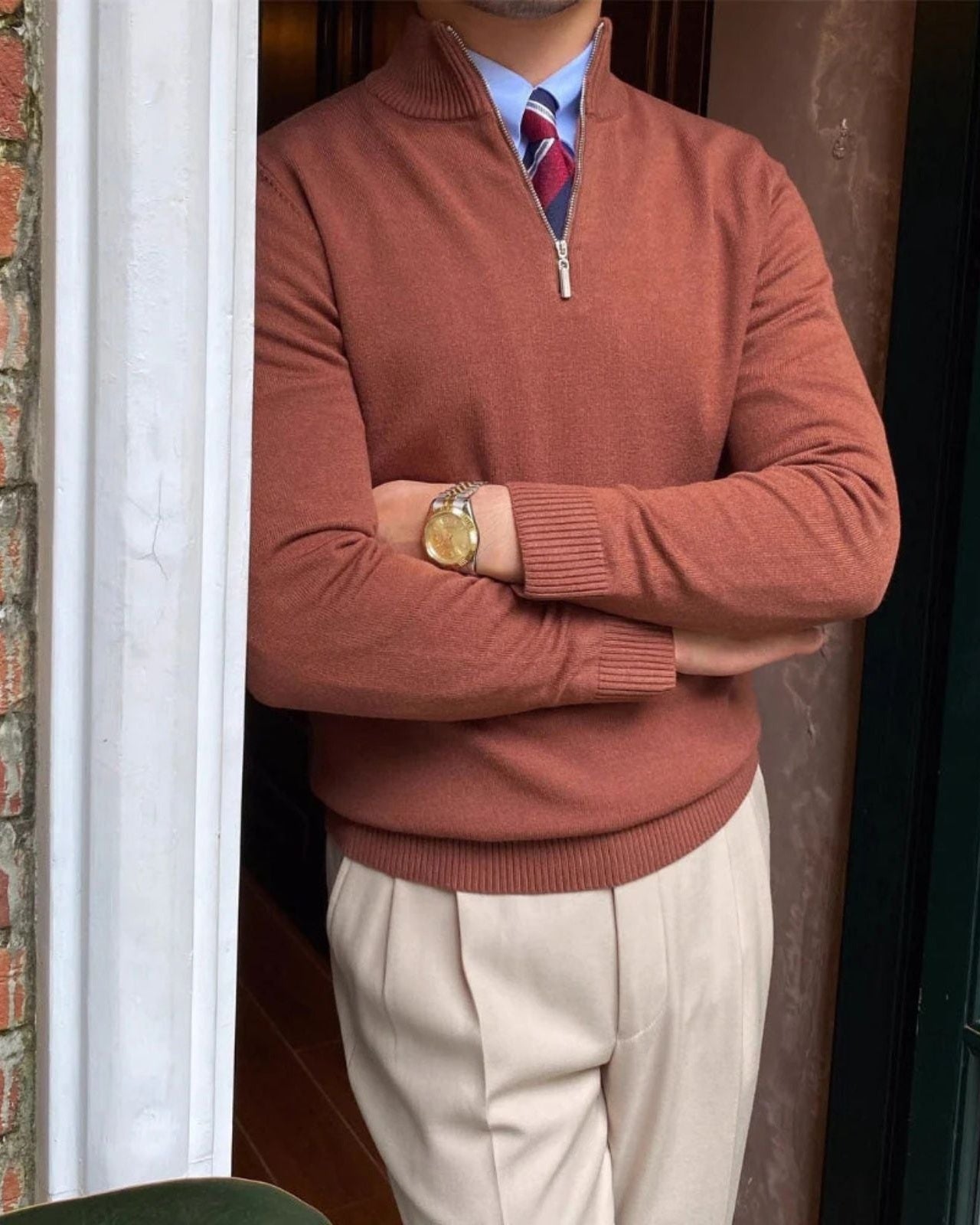 Aurazio Maglione con Collo Alto e Zip Parziale da uomo