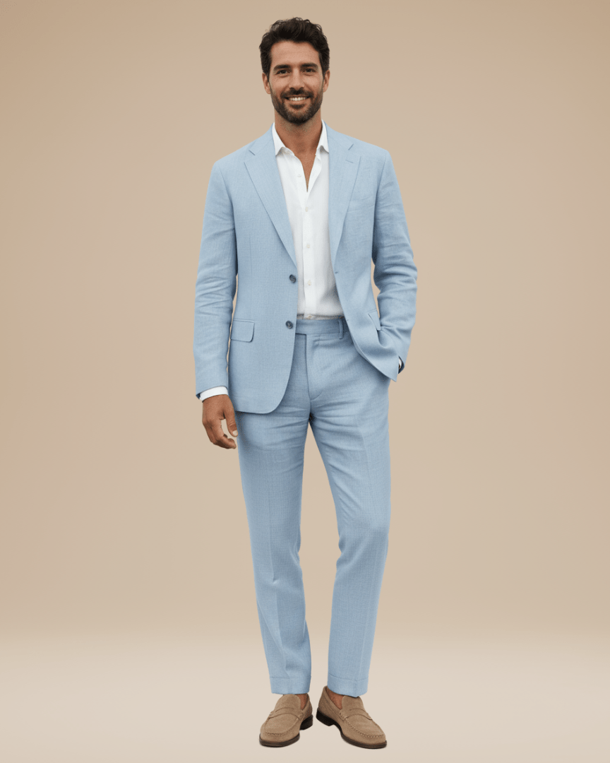 Aurazio Abito Sartoriale Uomo In Lino Traspirante Per Matrimoni E Eventi Estivi In Città