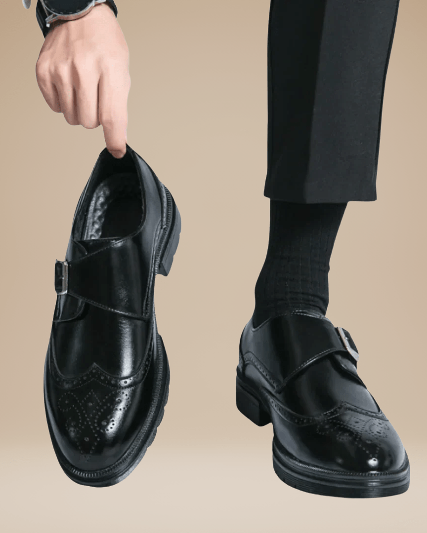 Aurazio Monk Strap Uomo Elegante Scarpe In Pelle Liscia Chiusura A Fibbia Singola Regolabile