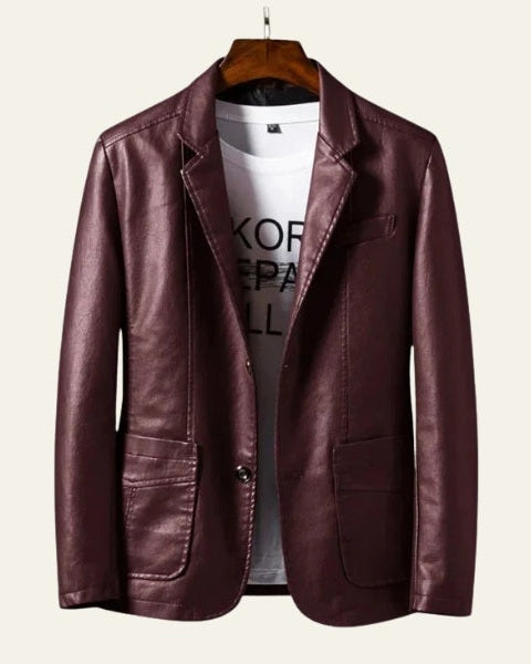 Aurazio Blazer In Pelle Vegana Moderno Per Uomo